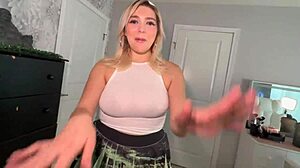 Stepsis Bends Over Showing Nipples And Big Natural Tits