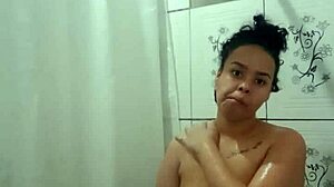 Teen Brunette Fingers Her Wet Pussy In Shower Bath