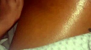 Massage turns into ebony POV pussy fucking