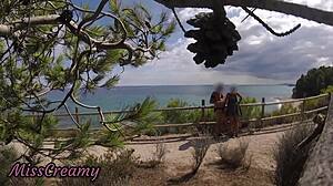 French girl on beach path helps me cum after i flash my dick