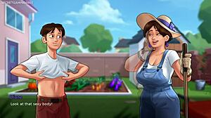 Big Titted Milf Plays With Horny Guy In Garden!