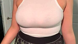 Stepsis Bends Over Showing Nipples And Big Natural Tits