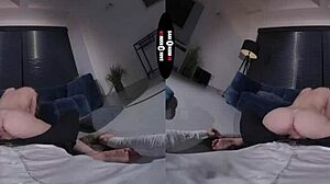 Redhead receives suggestive punishment with blowjob and handjob in dark room POV