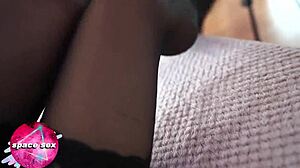 Babe In Stockings Masturbates Pussy And Cums On Feet - Hot Solo With Camera