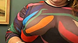 horny bbw secretary shows off her big tits and panties