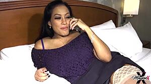 Lord Dom the Black with Sexy Asian Big Tits, Huge Ass, and Tattoo in Lingerie on Bed