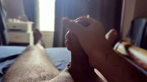 She's masturbating in the bedroom with sun rays shining through the window