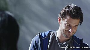 brunette babe fucks her handsome coach passionately