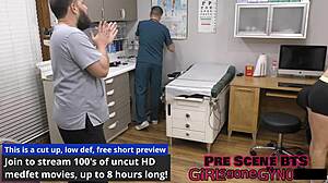 Blonde cheerleader Tyler Lynn undergoes a detailed sports physical with natural tits exposed