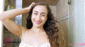 sexy brunette model enjoys a sensual bath