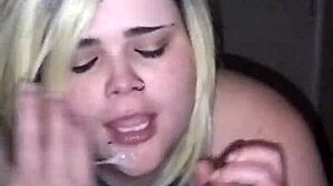 snowbunnyqueen27 deep throats a cage fighter's beautiful big black cock