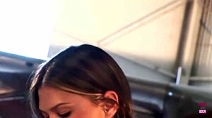 Amazing lesbian friends fuck with strap on in warehouse