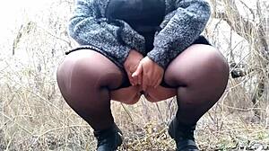 Plump Mother-in-Law Rubs Palm on Wet Homemade Pussy.