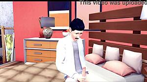 This solo guy starts masturbating and turns it into a threesome with deepthroat and cumshots 😉