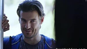 brunette babe fucks her handsome coach passionately