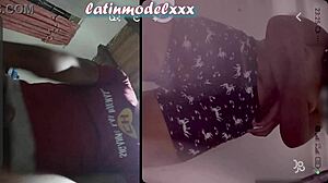 Hot latina model watches lover masturbate