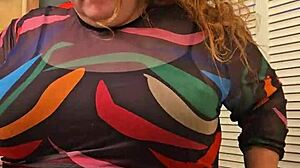 horny bbw secretary shows off her big tits and panties