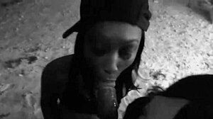 In Miami blackout, two pornstars desperately suck cocks on the street for facials