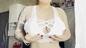 Blonde Girl with Glasses Dances Seductively.