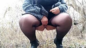 Plump Mother-in-Law Rubs Palm on Wet Homemade Pussy.