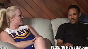 Girl takes monster cock in ass with bisexual femdom and strapon.