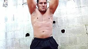 yuri gaucho brazilian bear bodybuilder gives naked handjob with armpit action leading to monster cock cumload