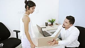 My petite secretary does bad work, so I correct her with my big cock