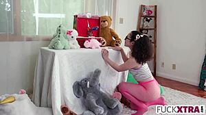 Pigtail cutie Pixie Small 18+ fucks puppet master shyly