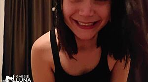 The hot married woman gives blowjob and gets hairy pussy filled