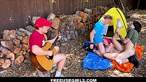 freeusegirls - hot pink hair teen used by boyfriend and buddies on camping trip - gracie gates robby echo clarke kent elias cash