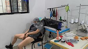 Indian Seamstress Masturbates Deliciously in the Clothing Workshop