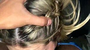 Rich Blonde Girlfriend Sucks and Deepthroats a Black Cock in Homemade Action.