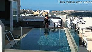 pilot daisy's public flashing adventure captured by drone, with cute dirty talk