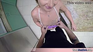 cute blonde harley king fucks her jailbird pen pal's big white cock in the visiting room with intense action