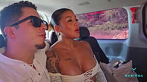 Famous brunette Latina actress Mariana Martix squirts big during rough beach sex