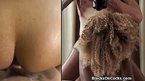 Lubed Ebony Teen Newbie Fucked and Blowjob in Private Interracial Casting