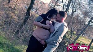 Busty Sandra Returns With Amazing Tits In Public Outdoor Blowjob And Doggystyle
