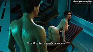 i love riding a huge cock by the pool in this 3d game