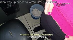 old slut swallows cum from strangers at gloryhole and humiliates cuckold