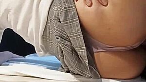 sexy schoolgirl gets her thong ripped off and fucked hard from behind.