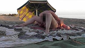 flashing pussy on public beach, guy helps me squirt - so risky!