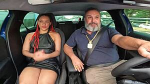 Latina Lua Baiana gives blowjob in car interview