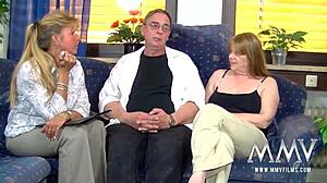 Mature babe Petra licks pussy in threesome orgasm with European cumshot