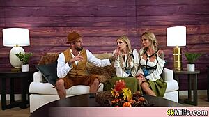 Milfs use big tits to seal the deal with milk