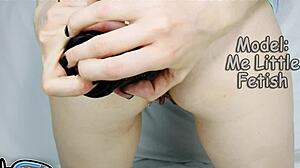 Watch this horny sexwife destroy her small anal hole with a big black dildo