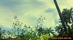 Ebony milf in doggystyle facial on road