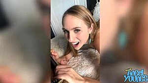 angel rides big black cock, big natural tits bouncing