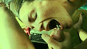 couple chats online before bent over doggystyle on couch