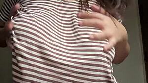 hot indian milf step mom teases big boobs on webcam solo