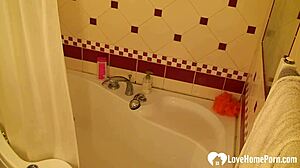 i watch the angelic babe take a nice hot shower and tease a bit